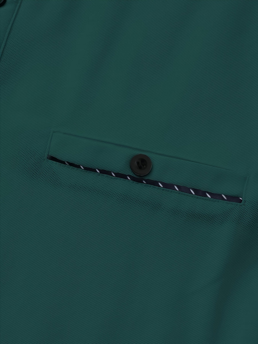Men's New Polo Shirt, Piqué Soft Fabric, Faux Pocket, Outdoor Casual Business Breathable Polo Shirt, Suitable for Vacation and Business Occasions, Essential for Daily Casual Wear - Dark Green