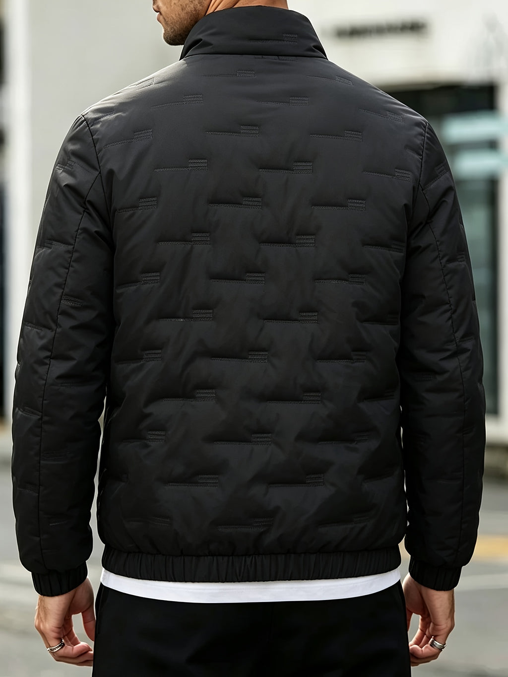 Men's Autumn/Winter Stand Collar Long Sleeve Thickened Outer Jacket, for Running and Fitness, Travel and Hiking, Daily Warmth, Zipper Cardigan Thickened Cold-Proof Jacket, Men's Outdoor Casual Sports Long Sleeve -Lined Jacket Top, Suitable for Daily - Black