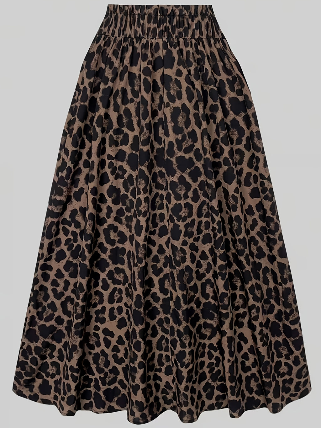 Women'S Fashion Leopard Print Casual Waist Tie Bow Versatile Commuter Style A-Line Half Skirt - Olive Brown