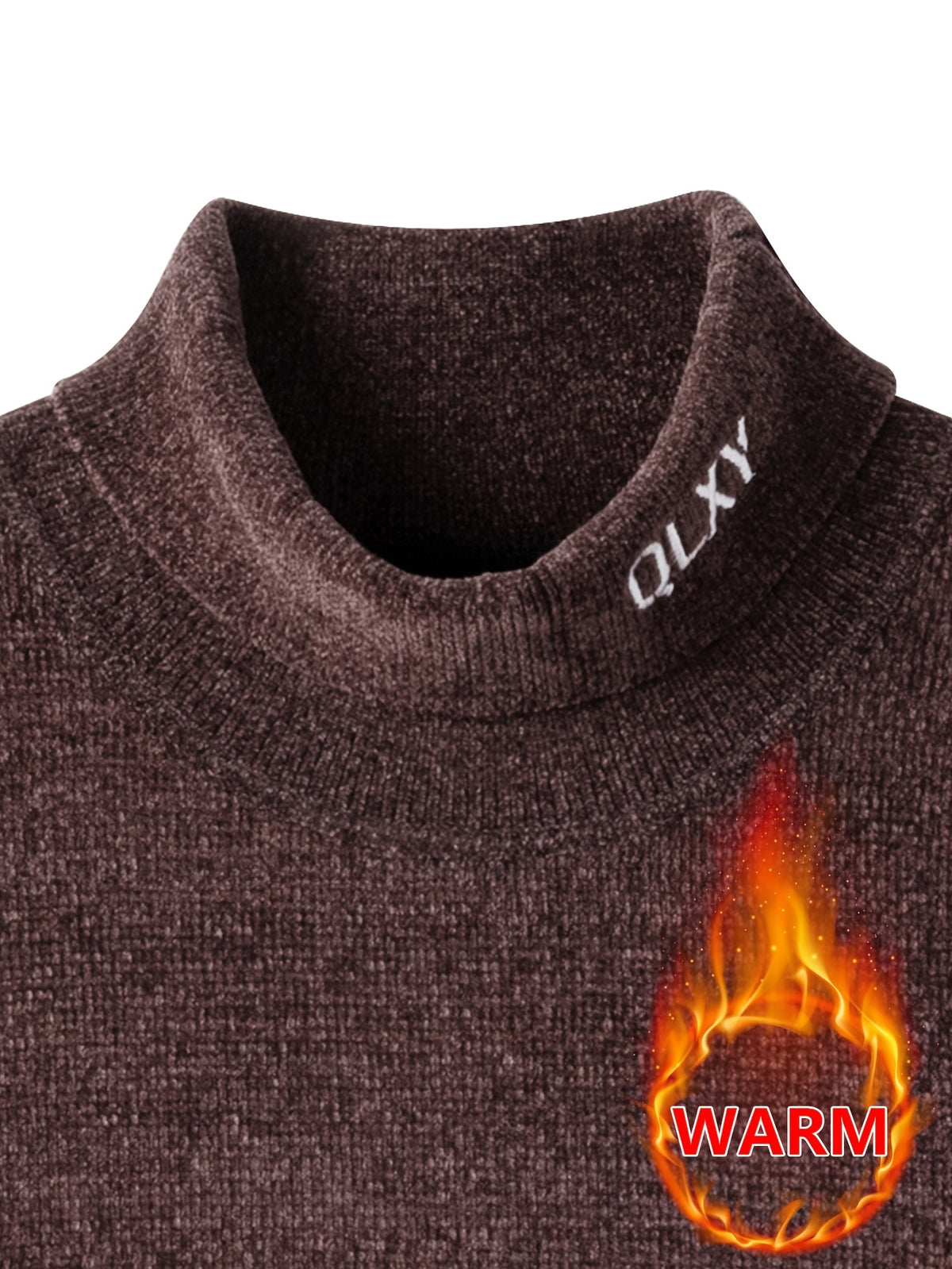 Lined Half-Turtleneck Sweater - Warm Winter Knit Sweater Suitable for City Casual, High Collar Ribbed Trim Pullover, Hand Washable Fall/Winter Sweater for Office to Weekend Wear (No Transparency) - Coffee Color