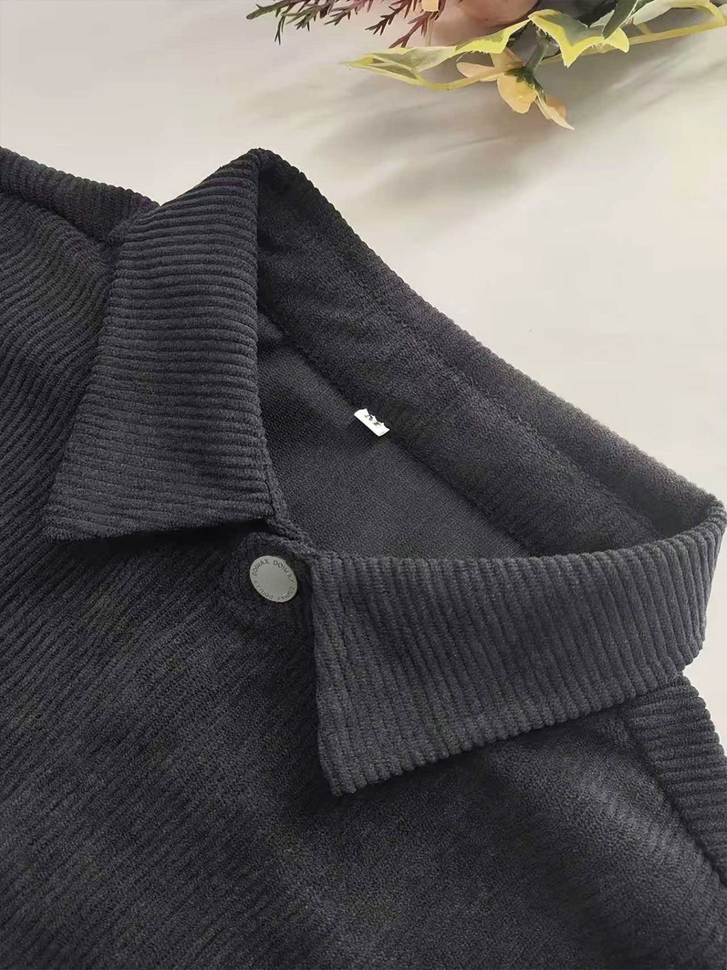 Spring/Autumn Trendy Bad Boy Fashion Preppy Style Pocket Patchwork Long Sleeve Corduroy Casual Outerwear - Dark Gray