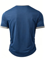 Men's Spring/Summer New Arrival Solid Color 2-in-1 Look Short Sleeve T-Shirt, Suitable for Golf, Business Casual, and Daily Wear. The Fabric Is Soft, Comfortable, and Machine Washable. A Stylish and Versatile Top for Commuting, Also Makes a Great - Navy blue color