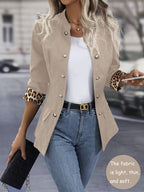 Women's Slim-Fit Soft Fabric Blazer with Slight Stretch and Button Placket - Apricot