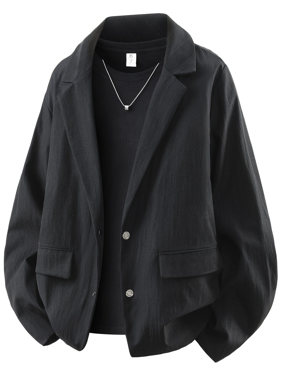 A Men's Casual and Fashionable Suit Jacket, with a British Style Mini Suit and a Casual Suit Silhouette, Suitable for Travel, Work, Parties, College Holidays, Gifts, with Elasticity, Easy and Unrestrained - Black