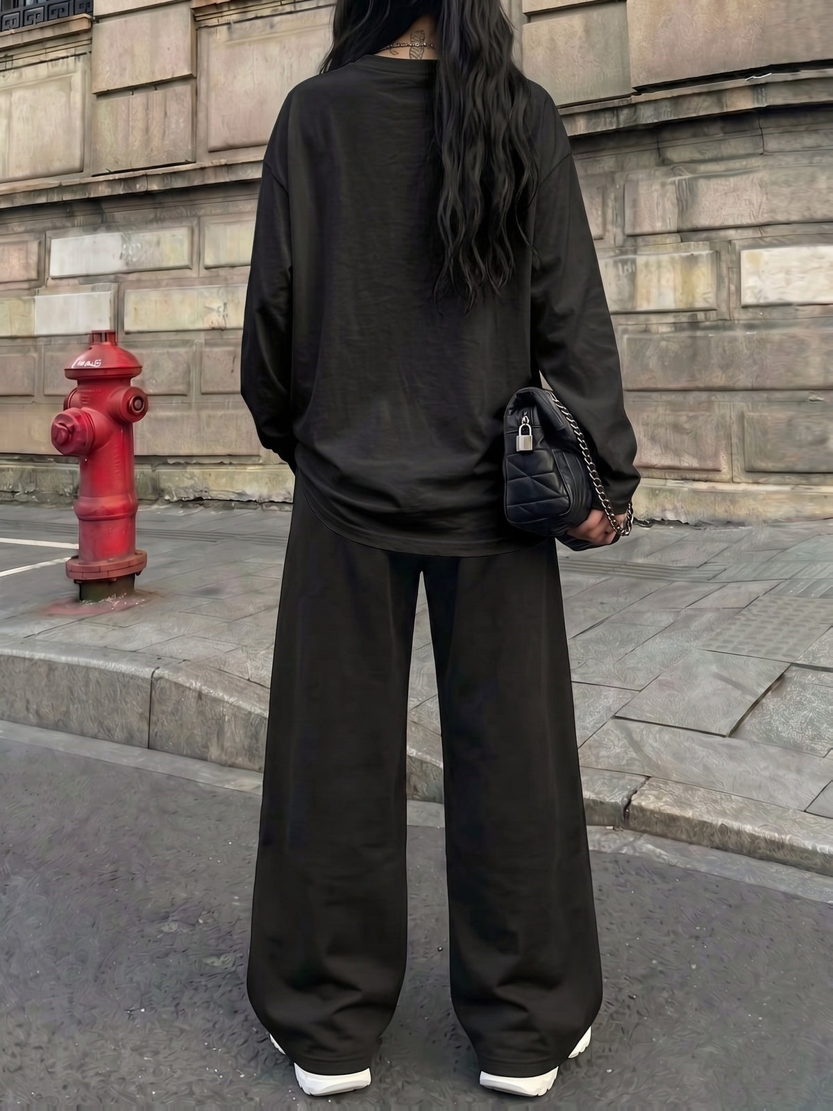 Trendy Brooklyn Black Golden 07 Sports Digital Print 2pcs Set Women'S Casual Street Long Sleeve And Long Pants Suit, Suitable for Street Hot, American Jersey Sports Street Fashion - Black+black