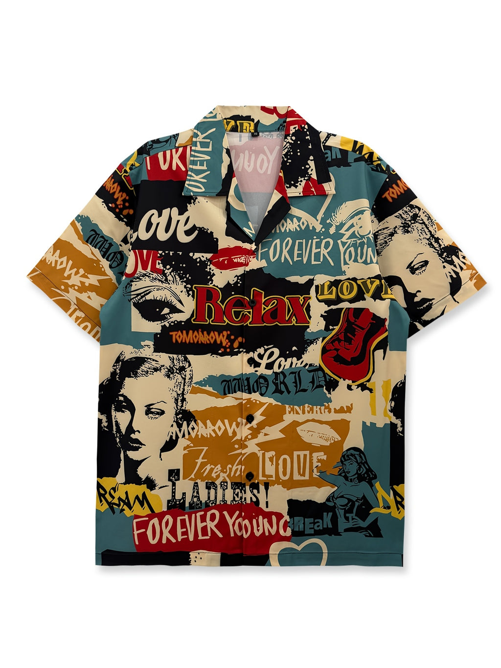 Printed Shirt, Floral Pattern, Vintage Style, Street Hip-hop, Classic Vintage, Graffiti Style, Vacation Shirt, Minimalist Fashion, Artistic Design, Daily Wear, Casual Vacation Shirt, Short Sleeve, Hawaiian Attire - Multicolor
