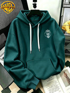 Authorized by Warner Bros., 2026 New Soren Helmet with White Line Print, Men'S Hoodie, Hooded Sweatshirt, Kangaroo Pocket And Drawstring Hat, Suitable for Daily And Outdoor Sports Wear, Autumn And Winter Warm Jacket, Fashionable Jacket - Green