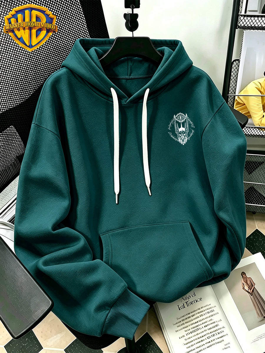 Authorized by Warner Bros., 2026 New Soren Helmet with White Line Print, Men'S Hoodie, Hooded Sweatshirt, Kangaroo Pocket And Drawstring Hat, Suitable for Daily And Outdoor Sports Wear, Autumn And Winter Warm Jacket, Fashionable Jacket - Green