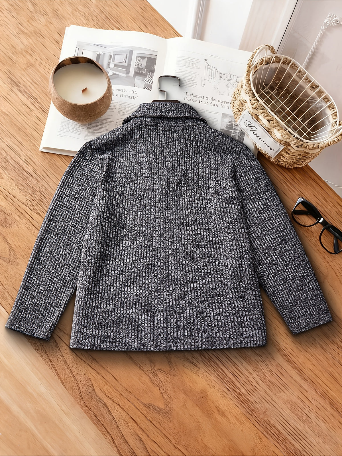 Men's Solid Color Casual Henley Shirt with V-Neck Design, Trendy and Versatile, Medium Stretch Fabric, Soft Feel - Dark Gray