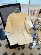 Men's Casual T-Shirt, Stylish and Versatile, Comfortable, Suitable for Outings, Parties, and Barbecues, Layering for Spring, Summer, and Autumn, Can Be Worn as Outerwear - Apricot