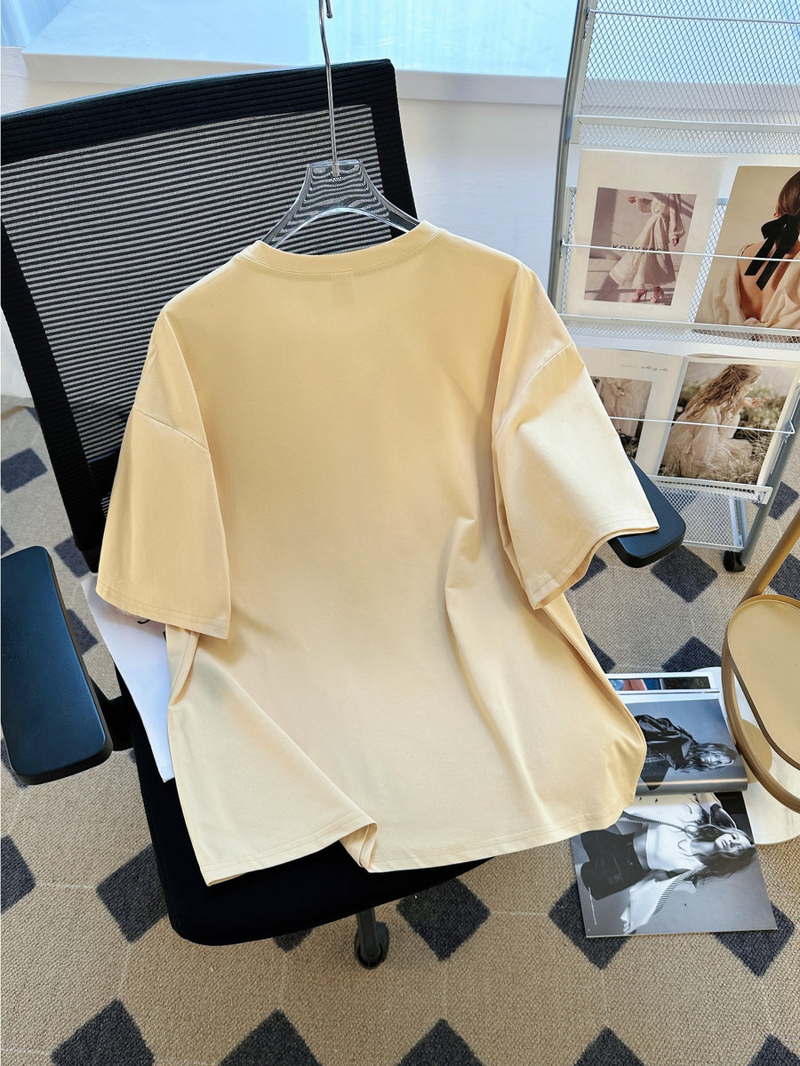 Men's Casual T-Shirt, Stylish and Versatile, Comfortable, Suitable for Outings, Parties, and Barbecues, Layering for Spring, Summer, and Autumn, Can Be Worn as Outerwear - Apricot