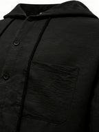2026 European Style New Men'S Classic Versatile Comfortable Daily Office Commute Date Fashion Trendy Outdoor Sports Outing Travel Versatile Comfortable Hooded Shirt - Black