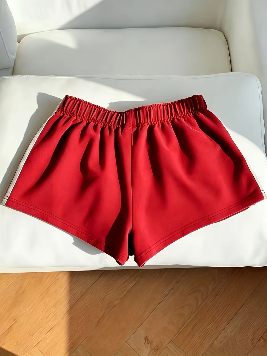(ZD1019268) Ladies' Fashionable Casual Shorts - Red
