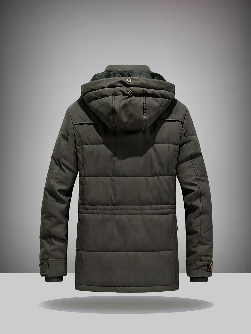 Cargo Jacket, Removable Hood Corduroy Lining Multi-Zipper Pockets, Warm Casual Top Jacket, Western Trendy Outerwear. Men'S Fashion Winter Mid-Length Fleece-Lined Thick Jacket, Men'S Work Practical Jacket - Green