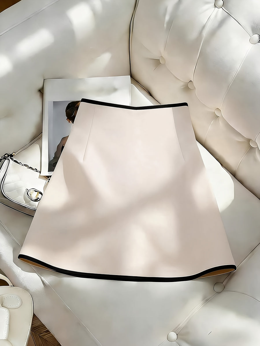 Women'S Fashionable And Elegant Waist-Wrapped Color-Blocked Butterfly Strap Skirt - Beige
