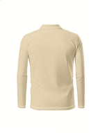 [Printed Design - No Texture] Men'S Casual Long-Sleeve Polo Shirt, Suitable for Daily Wear, Office Business Casual, And Outdoor Activities - Mixed Color D