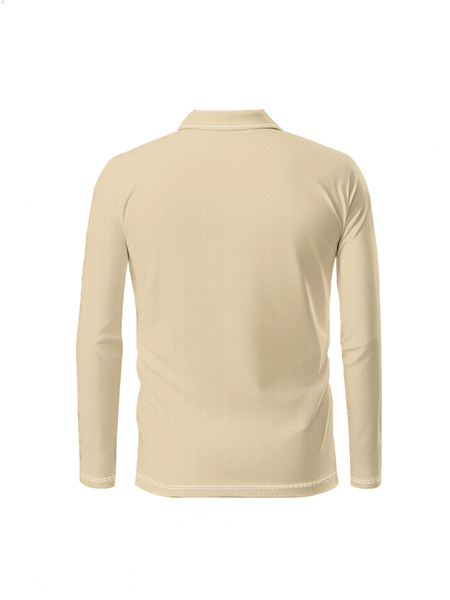 [Printed Design - No Texture] Men'S Casual Long-Sleeve Polo Shirt, Suitable for Daily Wear, Office Business Casual, And Outdoor Activities - Mixed Color D