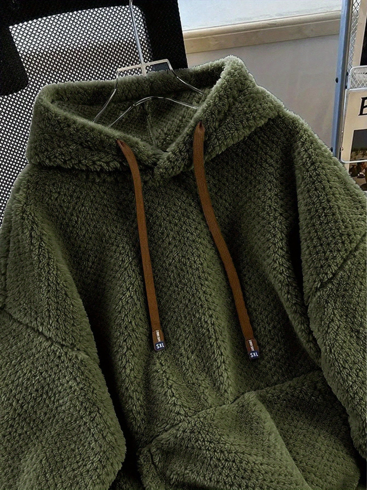 25 Autumn-Winter New High-End Small-Circle Fleece-Lined Hooded Sweatshirt - Olive Green