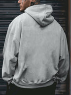 Men's Long Sleeve Hoodie, 100% Polyester Solid Color Pullover with Drawstring and Kangaroo Pocket, Adjustable Hood, Ribbed Cuffs and Hem, Regular Fit, Suitable for Casual Sports and Jogging - Spring/Fall/Winter - Grey