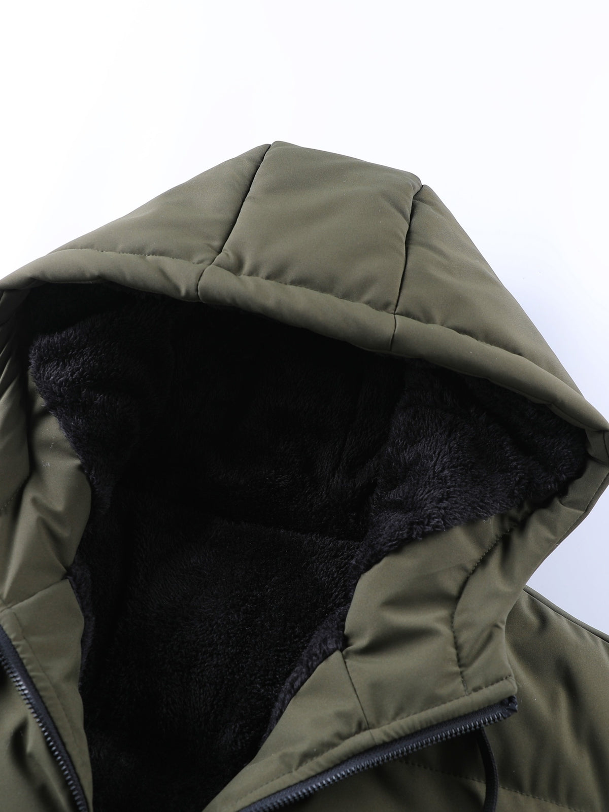 New Winter Plush-Lined Padded Coat for Men, Loose Fit Outerwear with Chest Zipper, Trendy and Fashionable Hooded Thickened Youth Padded Coat, Casual Padded Jacket for Men - Green