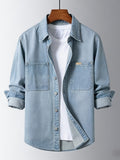 Men's Spring New Loose Fit Oversized Casual Jacket Vintage Versatile Non-Stretch Top - Sky Blue