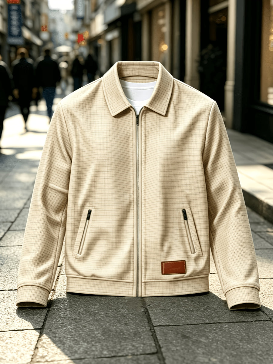 Men'S Fashion Waffle Collar Long Sleeve Open Front Cardigan Sweater Jacket - Khaki
