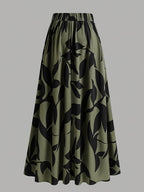 Women's Loose High-Waist Skirt - Military green1