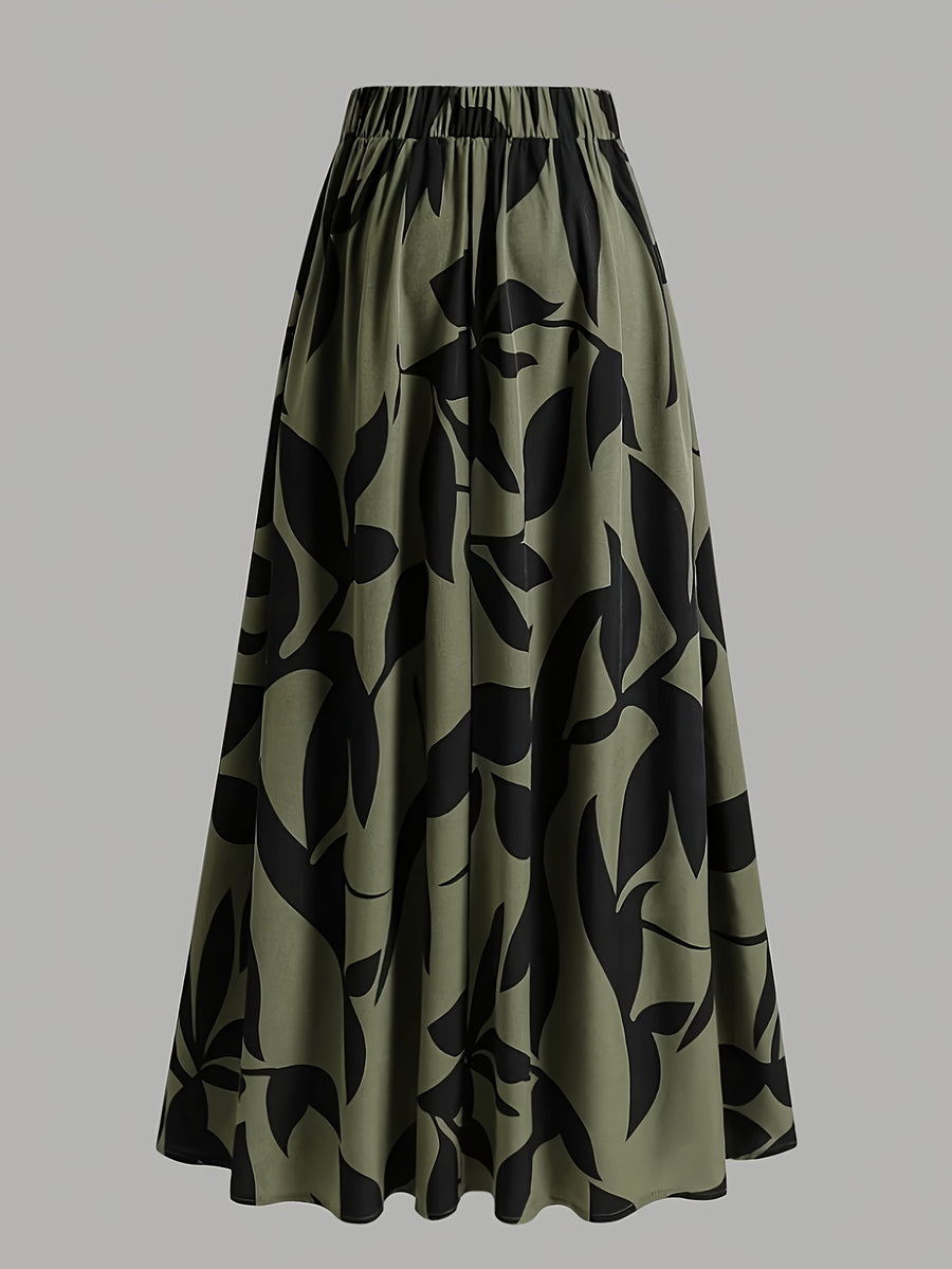 Women's Loose High-Waist Skirt - Military green1