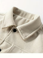 Men'S Trendy Corduroy Lapel Cargo Jacket Solid Vertical Texture Casual Long Sleeve Jacket Commuter Top - Apricot