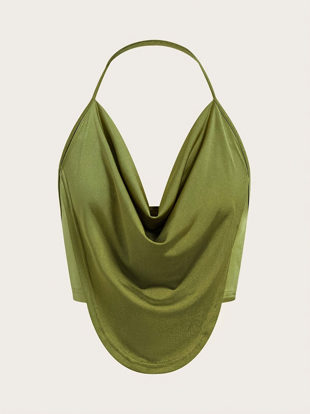 Women'S Stylish Halter Backless Tank Top - Olive Green
