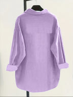 Pit Strip Easy Fashion Loose Button-Up Shirt - Violet