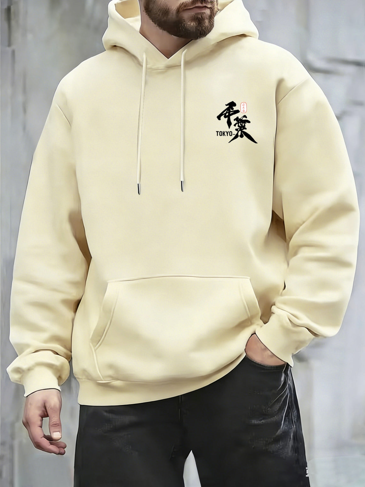 Men'S Japanese Samurai Kendo Warrior Hooded Sweatshirt | Casual Hooded, Heavy-weight, Slight Stretch Fabric, Geometric-pattern, Perfect for Spring/Fall - Apricot