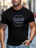Men'S Original Parts Vintage Pattern Summer Casual Round Neck Short Sleeve T-Shirt - Black