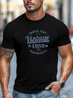 Men'S Original Parts Vintage Pattern Summer Casual Round Neck Short Sleeve T-Shirt - Black
