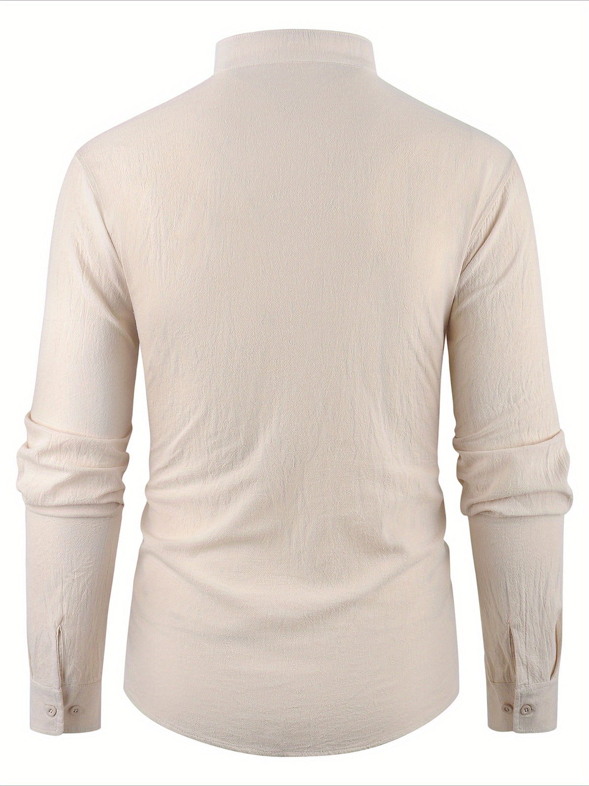 Men'S Casual Shirt Spring Summer Solid Color Dress Shirt Stand Collar Casual Lightweight Shirt Men'S Top - Khaki