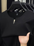 Spring/Autumn New Fashion Slim Fit Men'S Small V-Neck Long Sleeve Sweatshirt Comfortable Skin-Friendly Main Push Style - SINBOS - Black