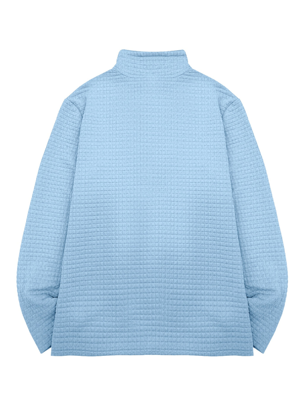 National Charm Tiger Head Line Art Print Floral Waffle Knit Half-Zip Polo Long Sleeve Men's Casual Top, Featuring a Simple and Premium Texture That Complements All Dressing Styles. Easily Create a Minimalist Look, Whether for Daily Commutes - Light Blue