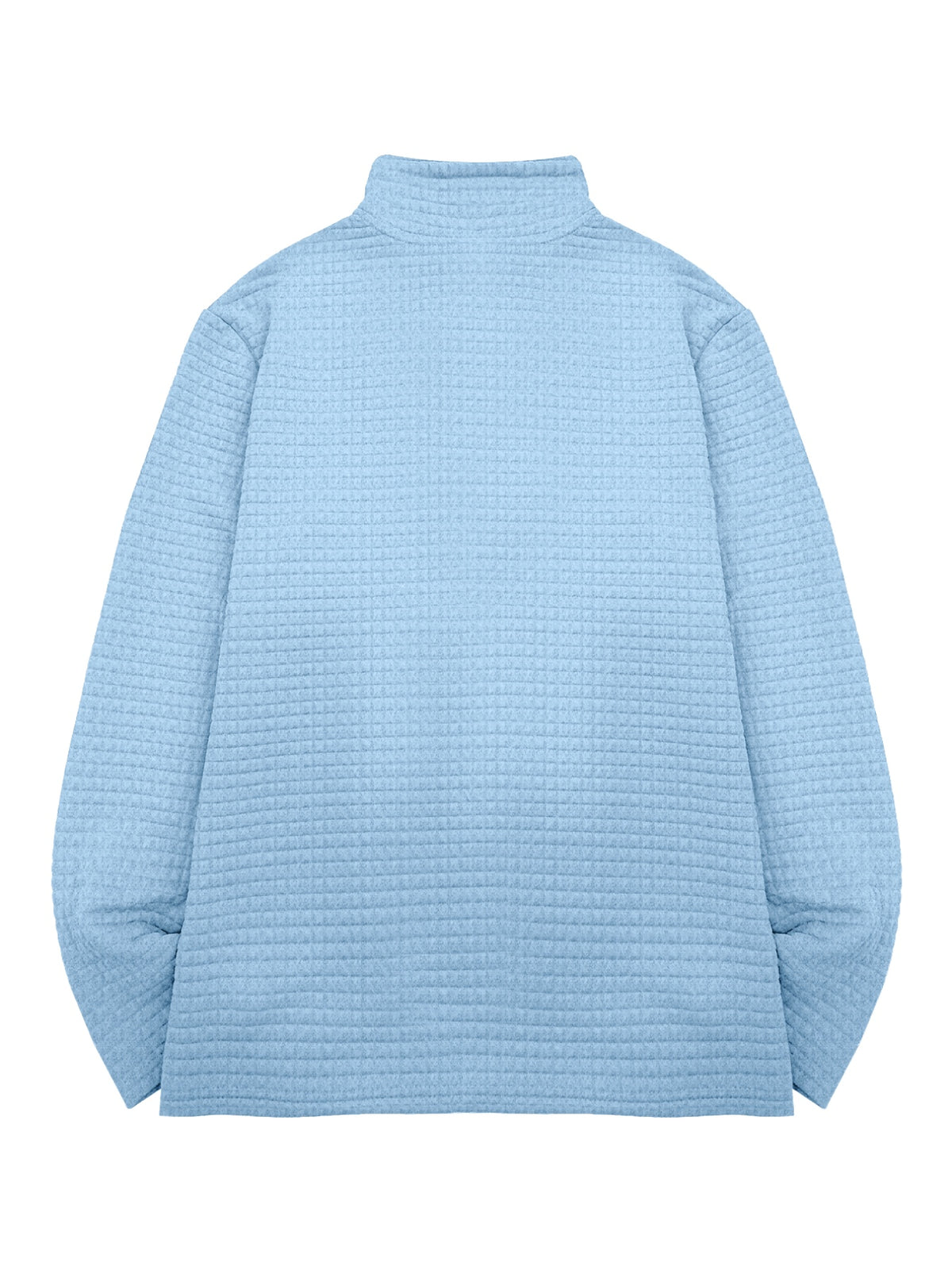 National Charm Tiger Head Line Art Print Floral Waffle Knit Half-Zip Polo Long Sleeve Men's Casual Top, Featuring a Simple and Premium Texture That Complements All Dressing Styles. Easily Create a Minimalist Look, Whether for Daily Commutes - Light Blue