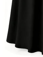 Elegant Women's Pleated Skirt for Daily and Holiday Wear, Christmas-Themed Color Palette, Elegant Korean-Style Belted Maxi Skirt - Black