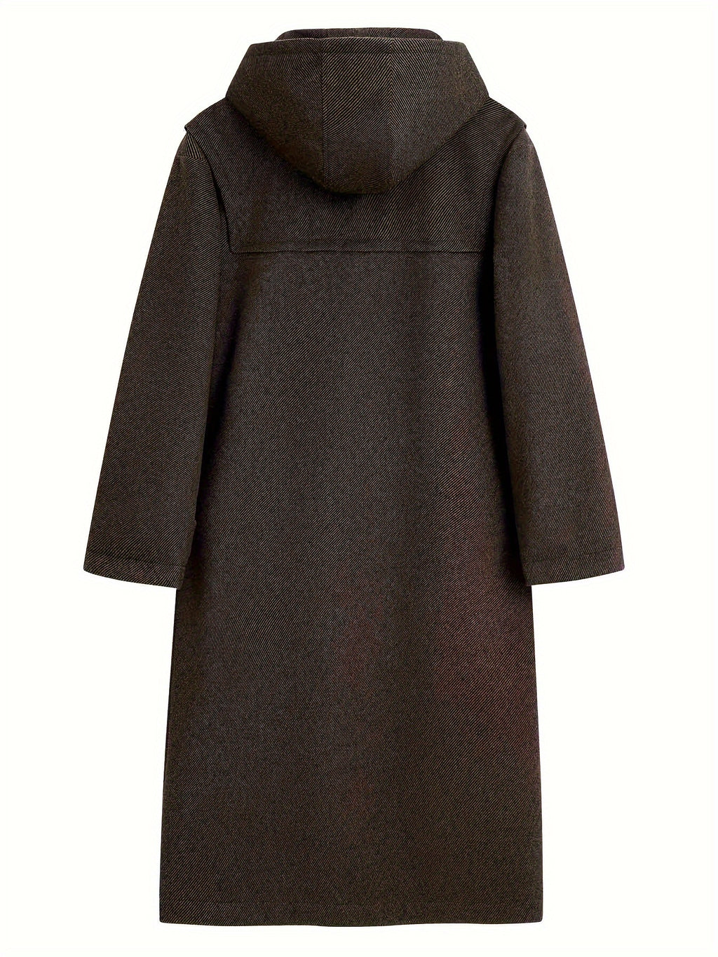New Autumn Winter Men'S Mid-Length Horn-Button Trench Coat Men'S Solid Color Blend Hooded Overcoat - Coffee Color