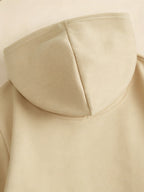 Minimalist BORG Since 1896 Letter Hooded Sweatshirt, Men's Trendy Versatile Drop-Shoulder Long-Sleeve Pullover - Apricot