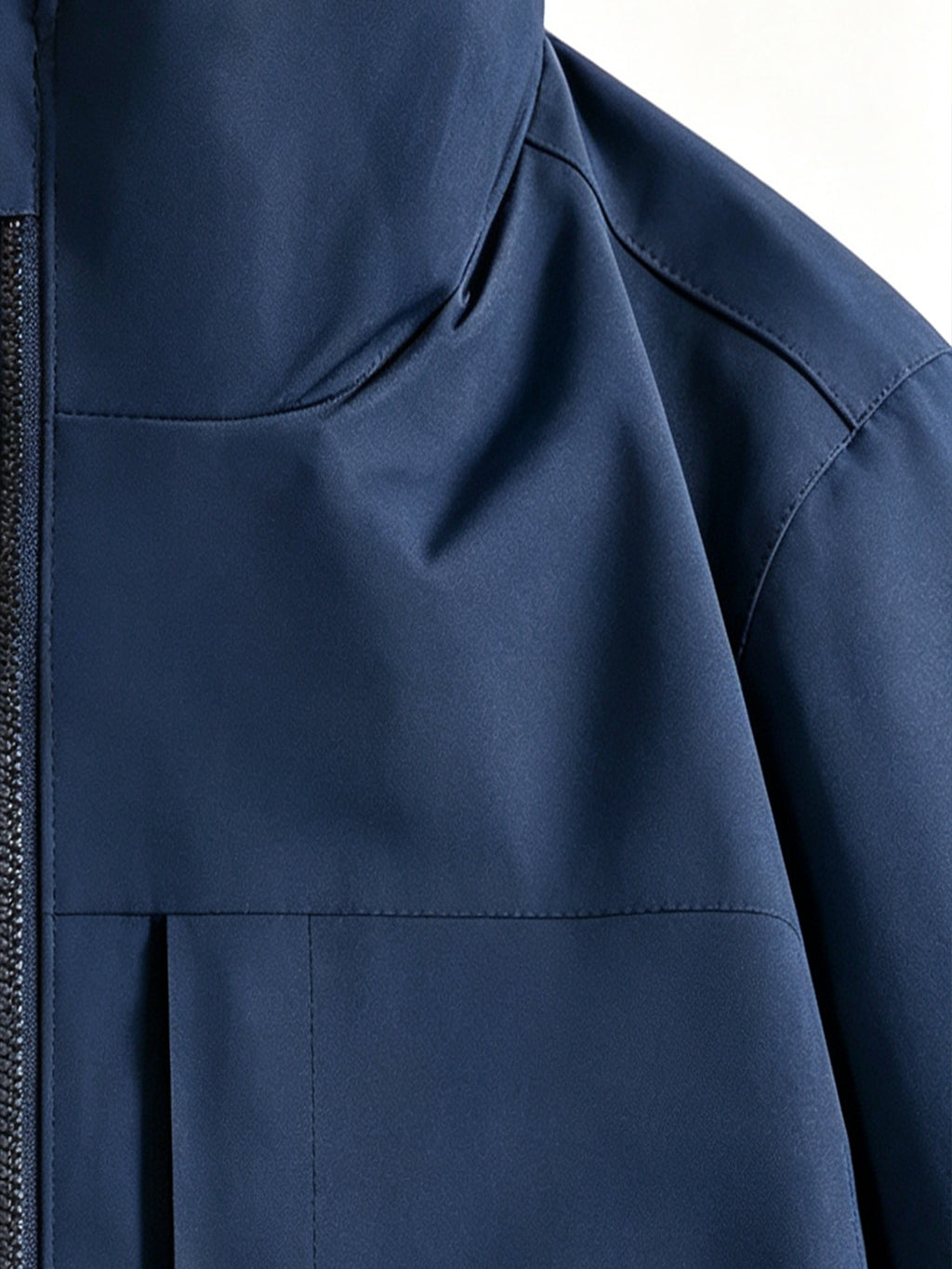 Outdoor Windproof Jacket with Maple Leaf Print, Softshell Fabric, Men'S Casual Hiking Coat, One-Piece Design - Navy Color