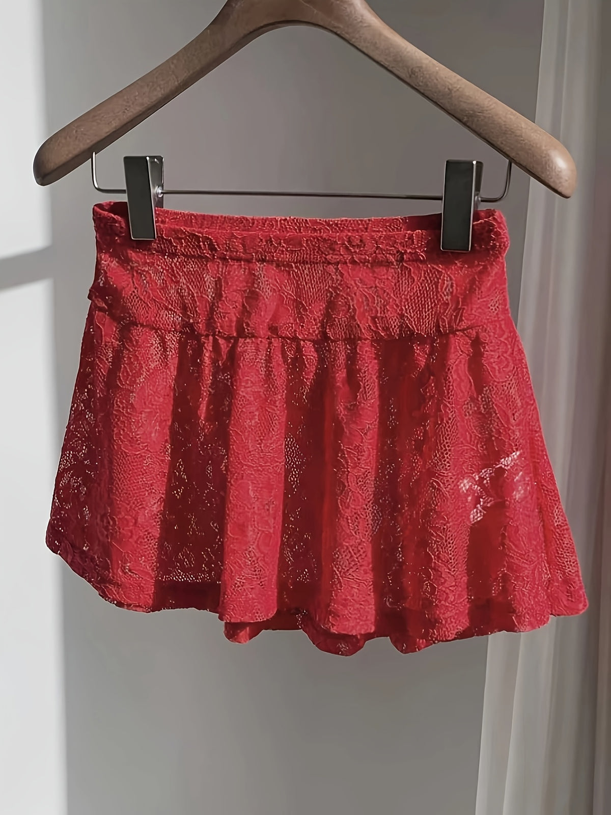 Women'S Sexy Nightclub Sheer Lace Mini Skirt, Valentine'S Day Gift "Circle Direction" - Red