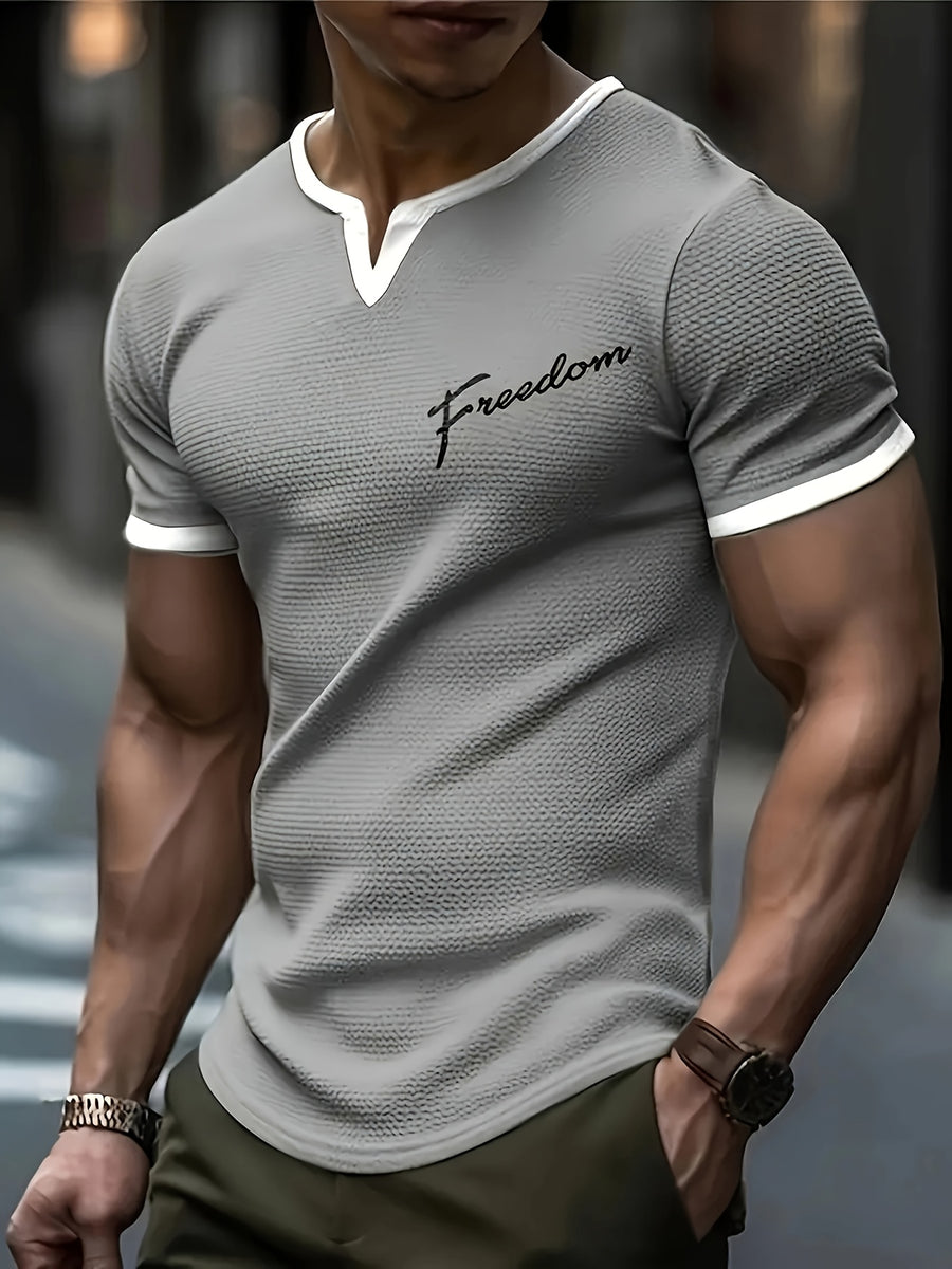 Pearson OBM Summer Men's New Solid Color Comfortable Casual Sporty Fashionable Versatile Notch Lapel Men's Apparel - Grey