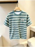 Summer European-Style New Clothing, Trendy Striped Short-Sleeve T-Shirt for Men, Casual And Versatile, Stylish Youth T-Shirt, Y2Y, Suitable As a Gift for Boyfriend - Mixed colors