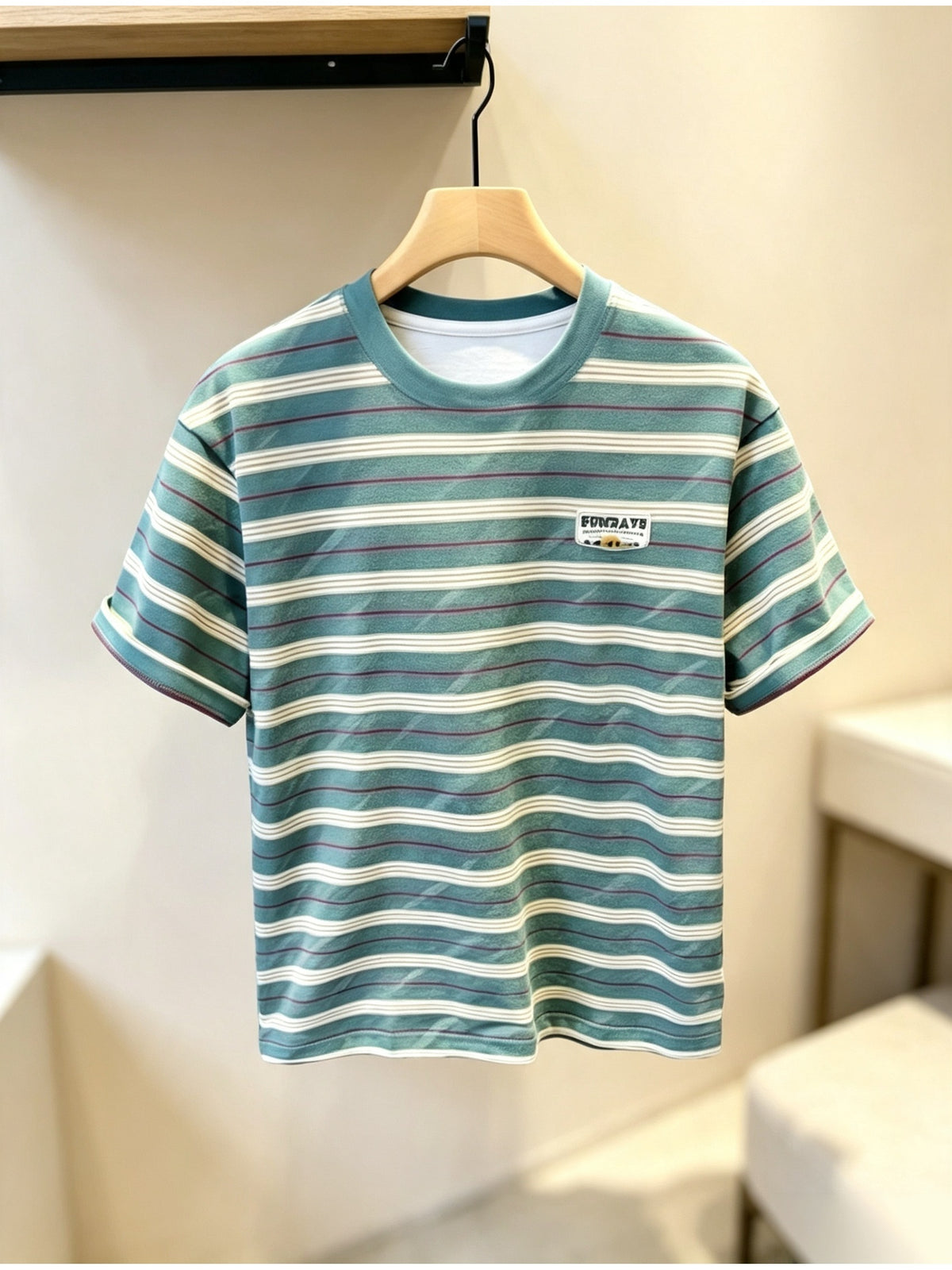 Summer European-Style New Clothing, Trendy Striped Short-Sleeve T-Shirt for Men, Casual And Versatile, Stylish Youth T-Shirt, Y2Y, Suitable As a Gift for Boyfriend - Mixed colors