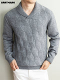 Men's Heavyweight Thick -Neck Sweater - Warm Winter Pullover Sweater Suitable for Fall & Winter, Casual Layering Top, Solid Color Regular Fit Sweater for Office, Outdoor, Casual Attire, Hand Washable Thick Sweater - Light Grey