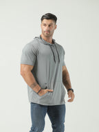 Men's Short-Sleeve Hoodie - Grey