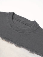 Men'S Color Block Fringe Sweater - Soft Knit Loose Fit Long Sleeve Winter Warmth - Grey