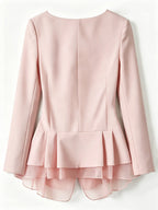Women'S Blazer, Women'S Top, Long Sleeve, Suitable for Commuting And Office Wear, Contrast Mesh Design, 2026 New Solid Color Jacket, Spring, Summer, Autumn Wear Essential Wardrobe Item, Teacher Outfit, Mom Style - Pink Color
